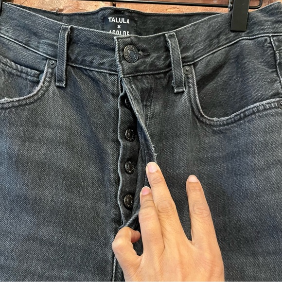 Talula x Agolde High-Rise Taper Jeans Washed Black Button Fly Size 26 - Picture 2 of 10